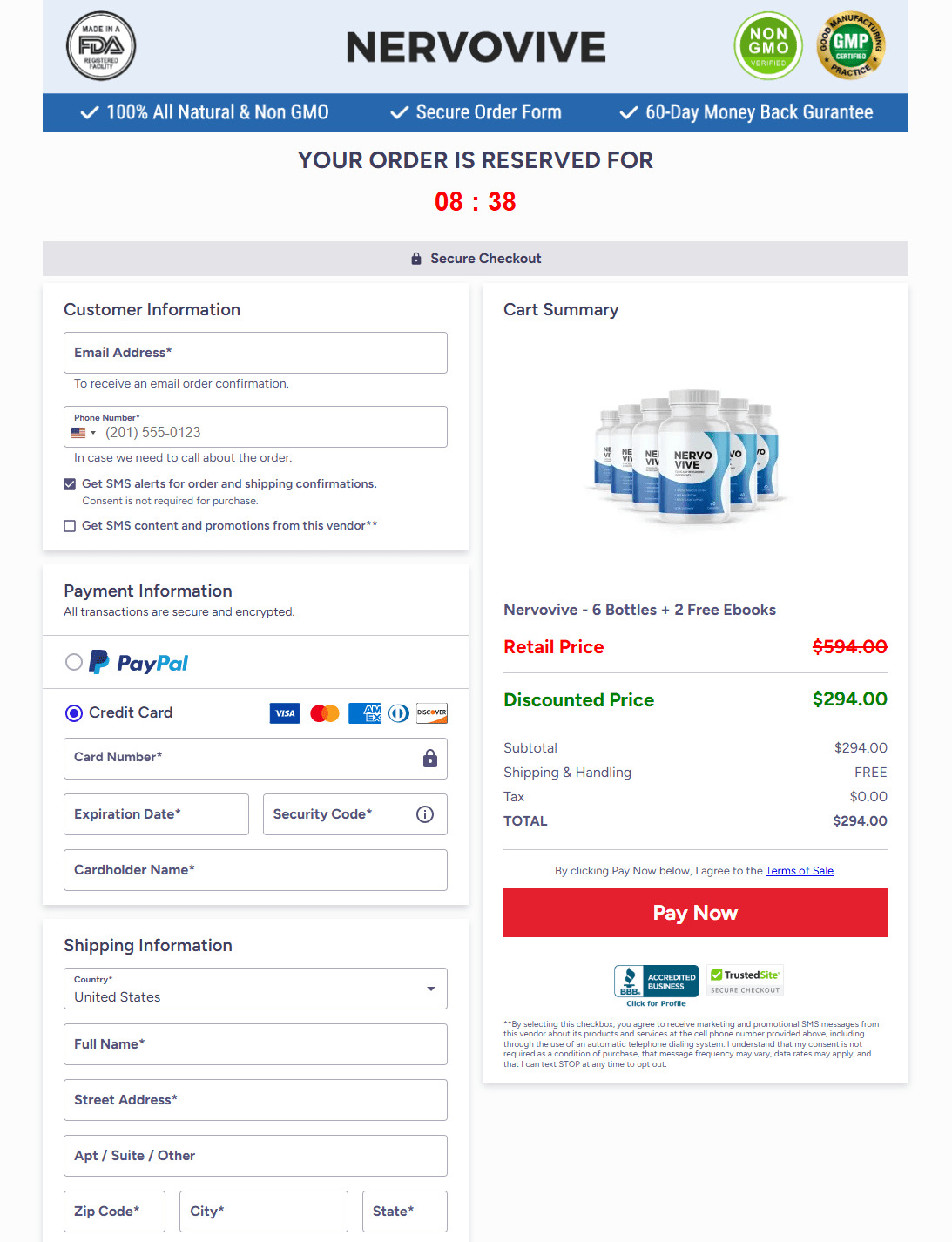 NervoVive  - Order Page